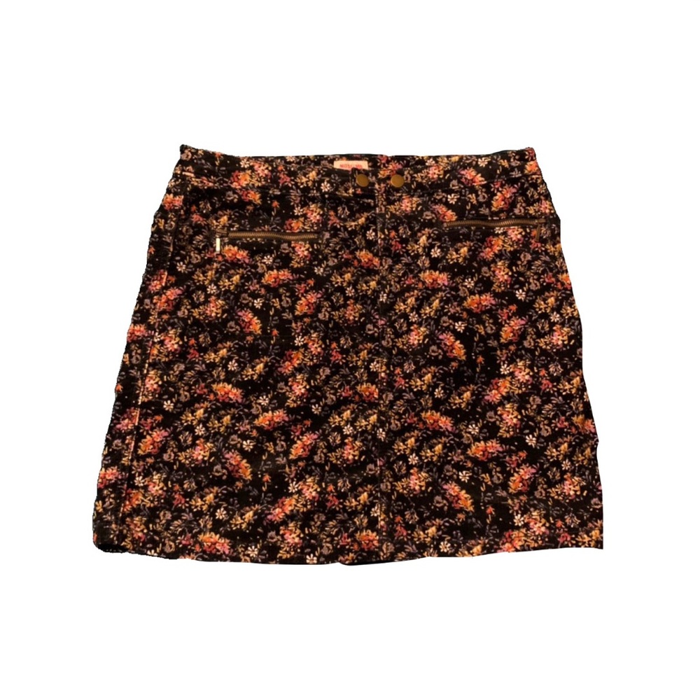 Floral corduroy mini skirt